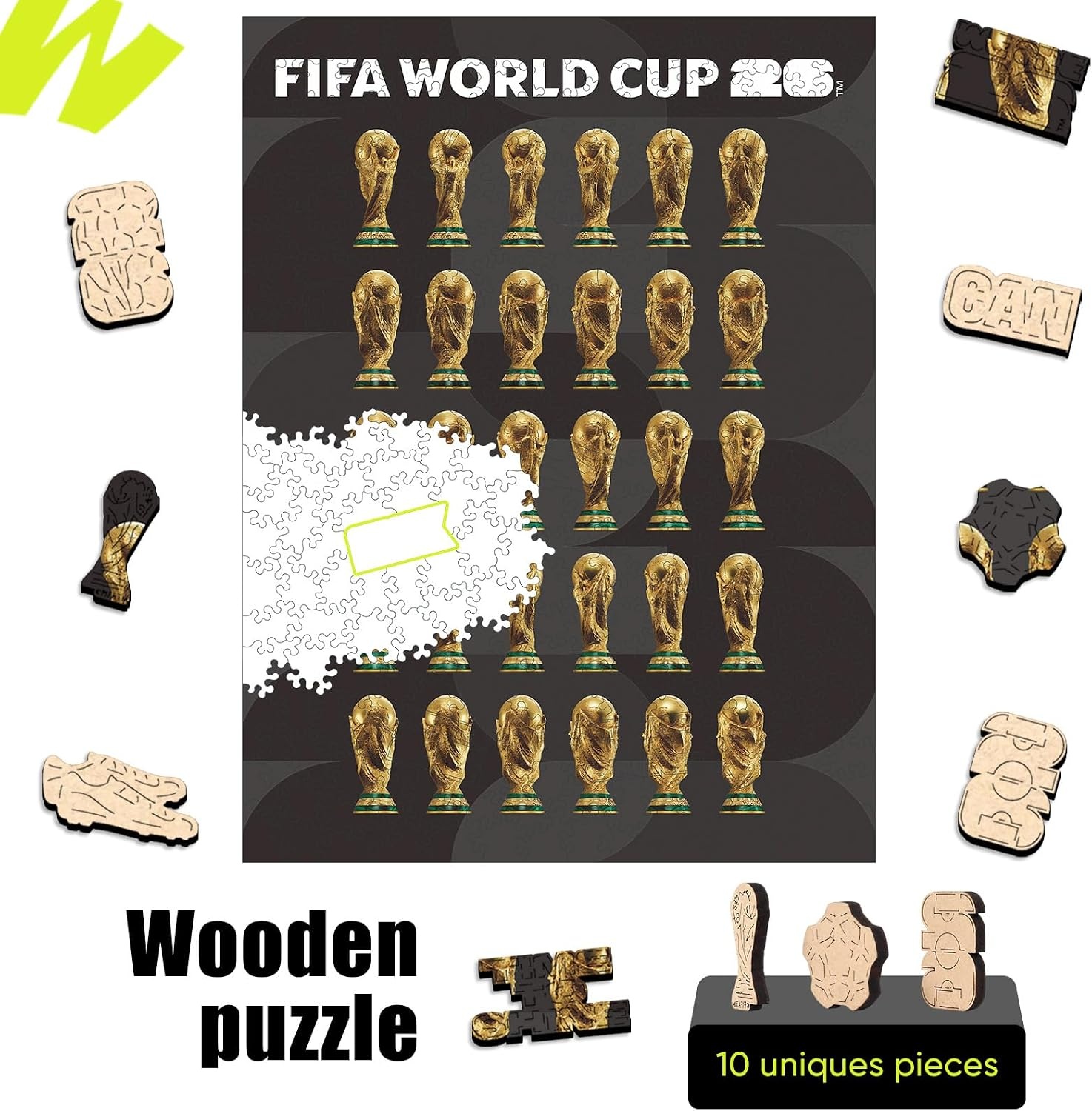 FIFA SOMOS Mexico Puzzle for Adult,200 Pieces Irregular Shape Puzzle, 5MM Thick, Creative Collectible Gift for Fans, Officially Licensed Product, 9.3 * 12″(360° Trophy-300)