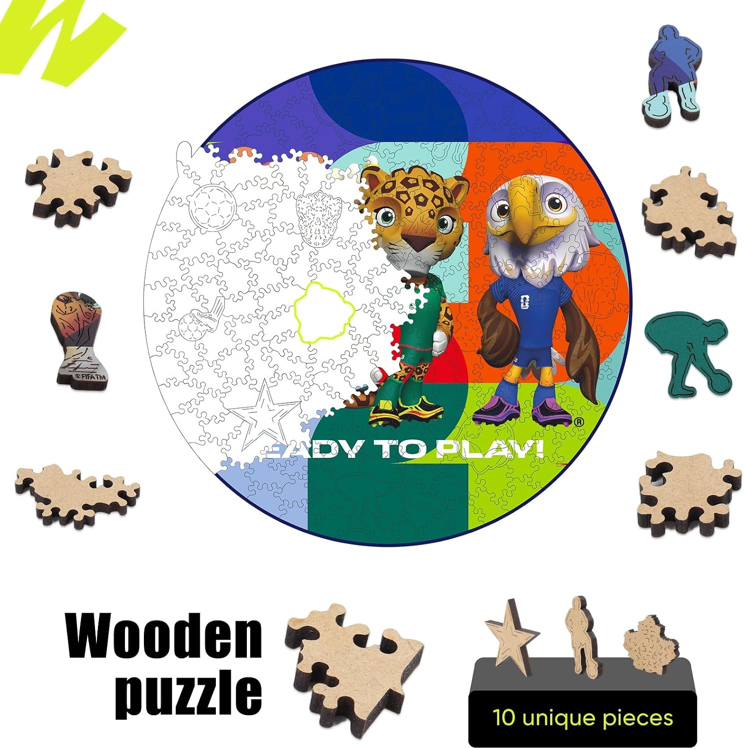 FIFA SOMOS Mexico Puzzle for Adult,200 Pieces Irregular Shape Puzzle, 5MM Thick, Creative Collectible Gift for Fans, Officially Licensed Product, 9.3 * 12″(Ready to Play Ball)
