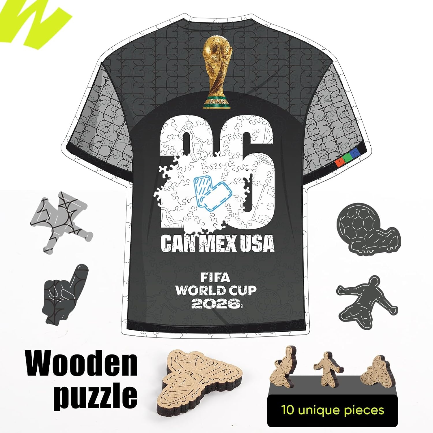 FIFA SOMOS Mexico Puzzle for Adult,200 Pieces Irregular Shape Puzzle, 5MM Thick, Creative Collectible Gift for Fans, Officially Licensed Product, 9.3 * 12″(Fwc 26 T-shirt)