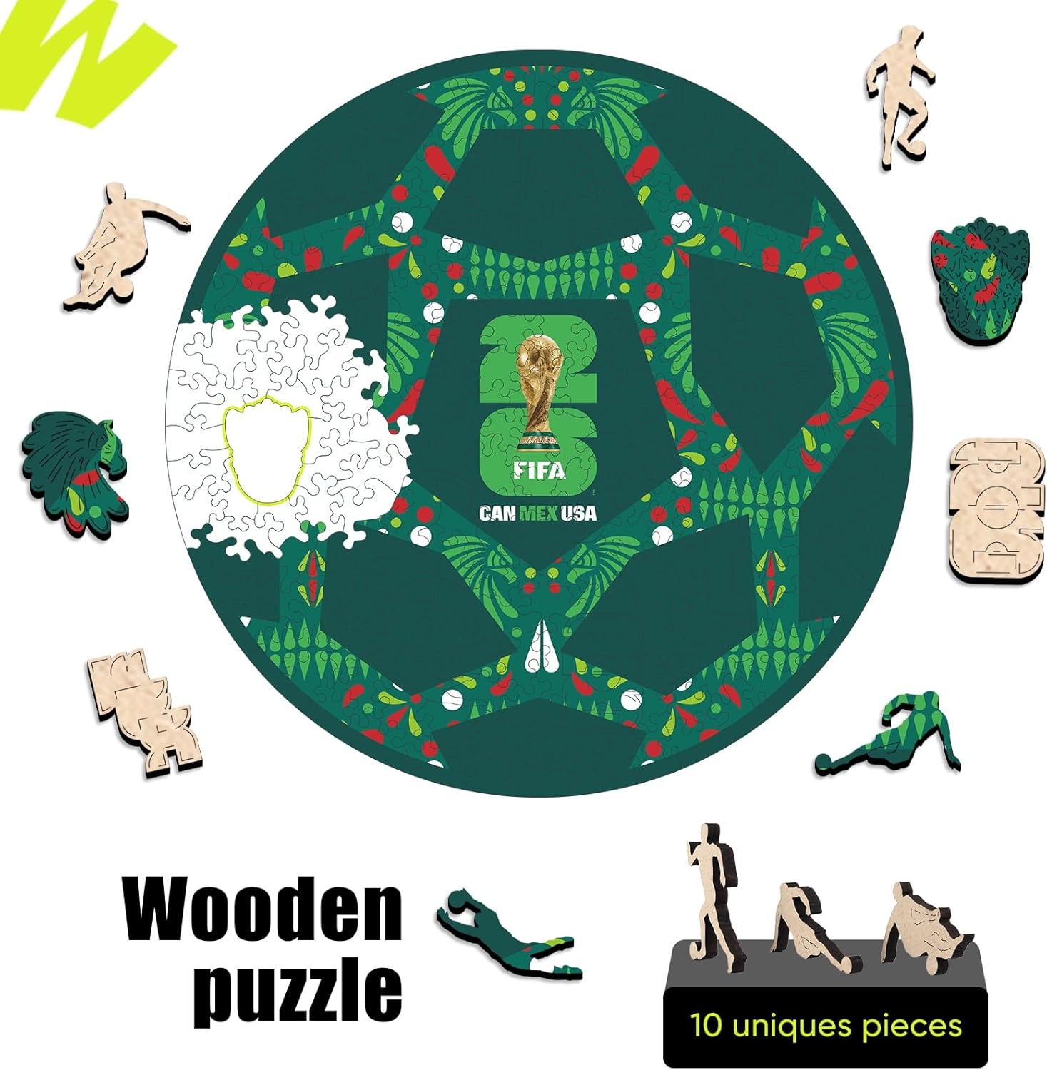 FIFA SOMOS Mexico Puzzle for Adult,200 Pieces Irregular Shape Puzzle, 5MM Thick, Creative Collectible Gift for Fans, Officially Licensed Product, 9.3 * 12″(Mexico Ball)