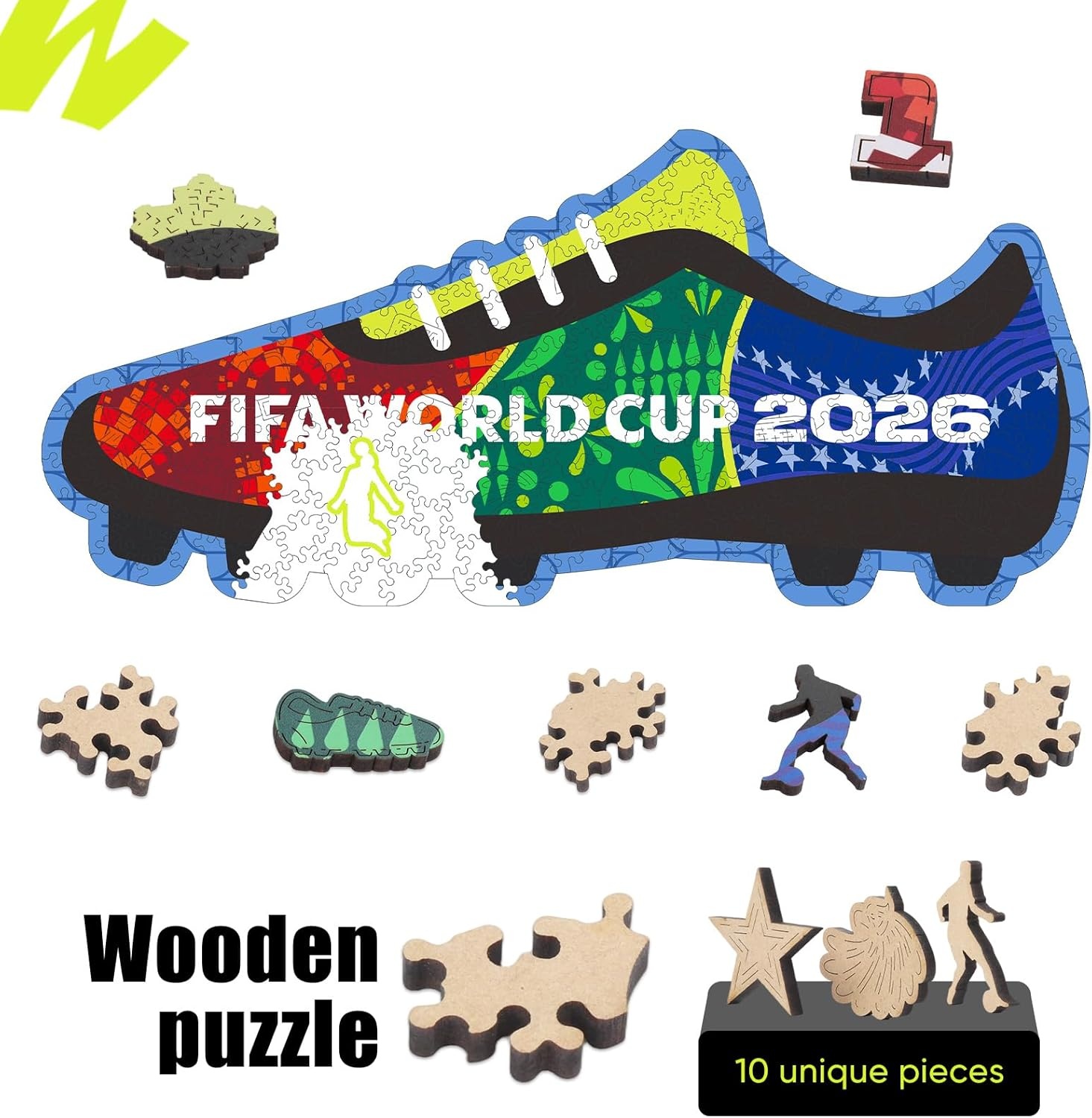 FIFA SOMOS Mexico Puzzle for Adult,200 Pieces Irregular Shape Puzzle, 5MM Thick, Creative Collectible Gift for Fans, Officially Licensed Product, 9.3 * 12″(Fwc 26 Boot)