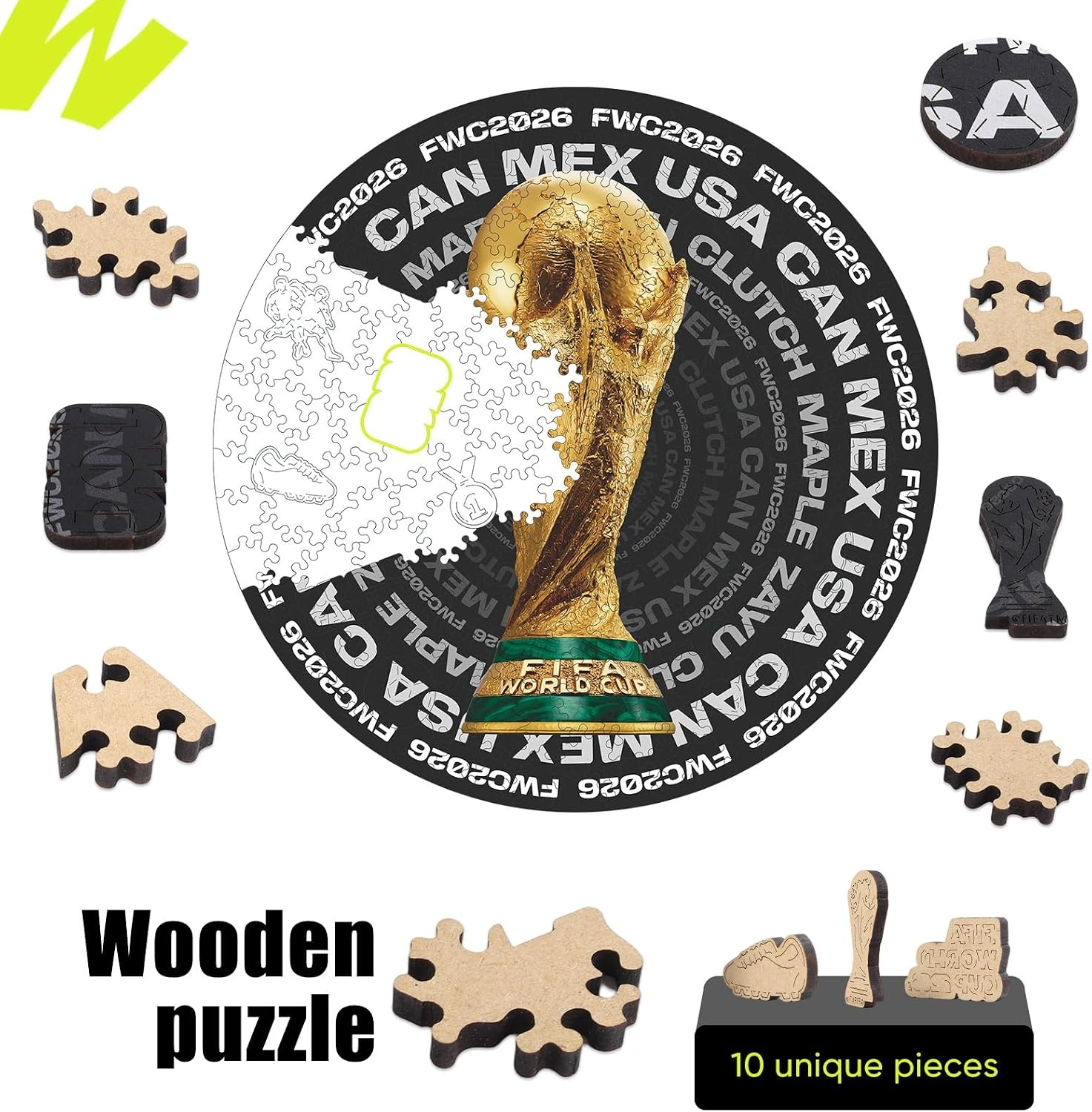 FIFA SOMOS Mexico Puzzle for Adult,200 Pieces Irregular Shape Puzzle, 5MM Thick, Creative Collectible Gift for Fans, Officially Licensed Product, 9.3 * 12″(Fwc Ball)