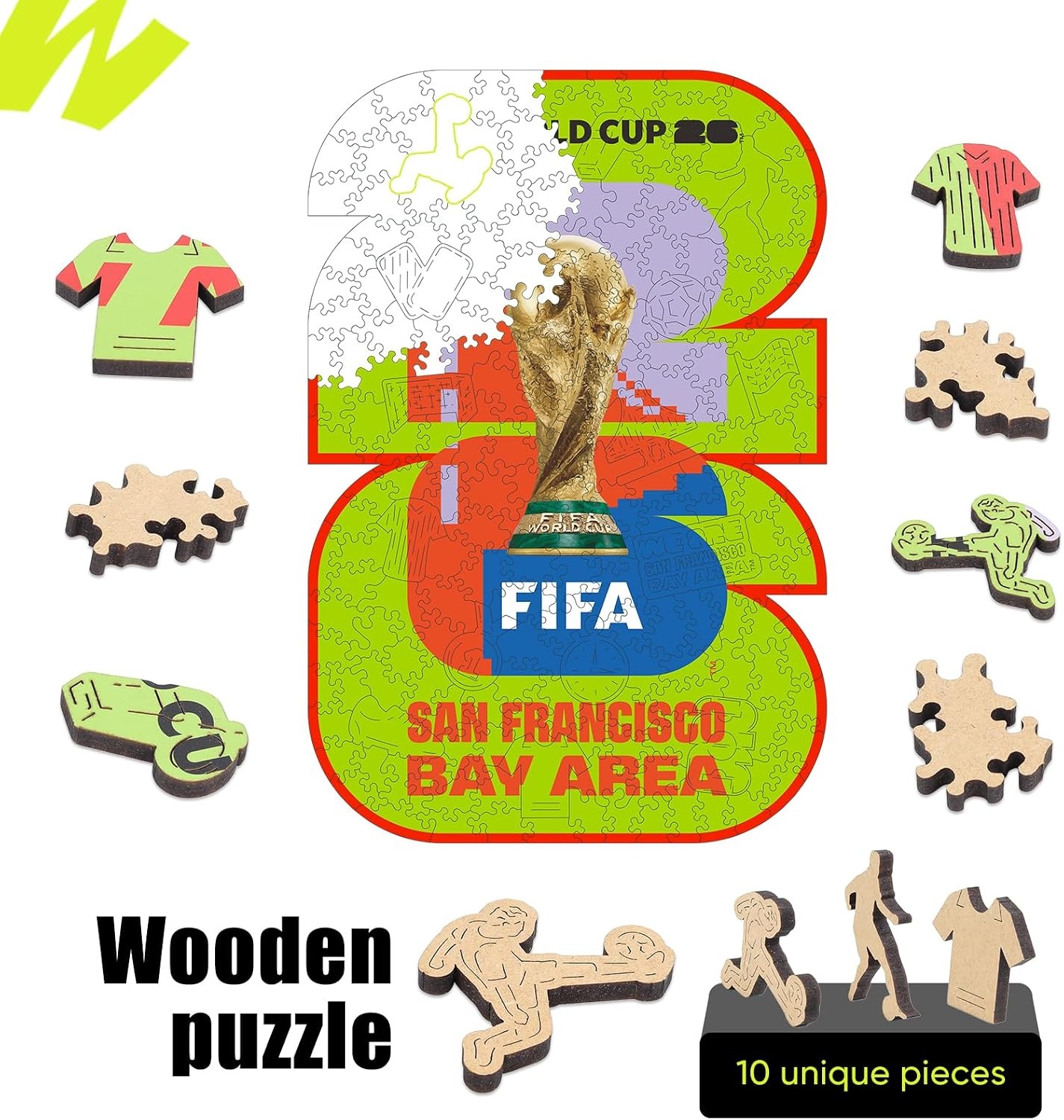 FIFA SOMOS Mexico Puzzle for Adult,200 Pieces Irregular Shape Puzzle, 5MM Thick, Creative Collectible Gift for Fans, Officially Licensed Product, 9.3 * 12″(San Francisco)
