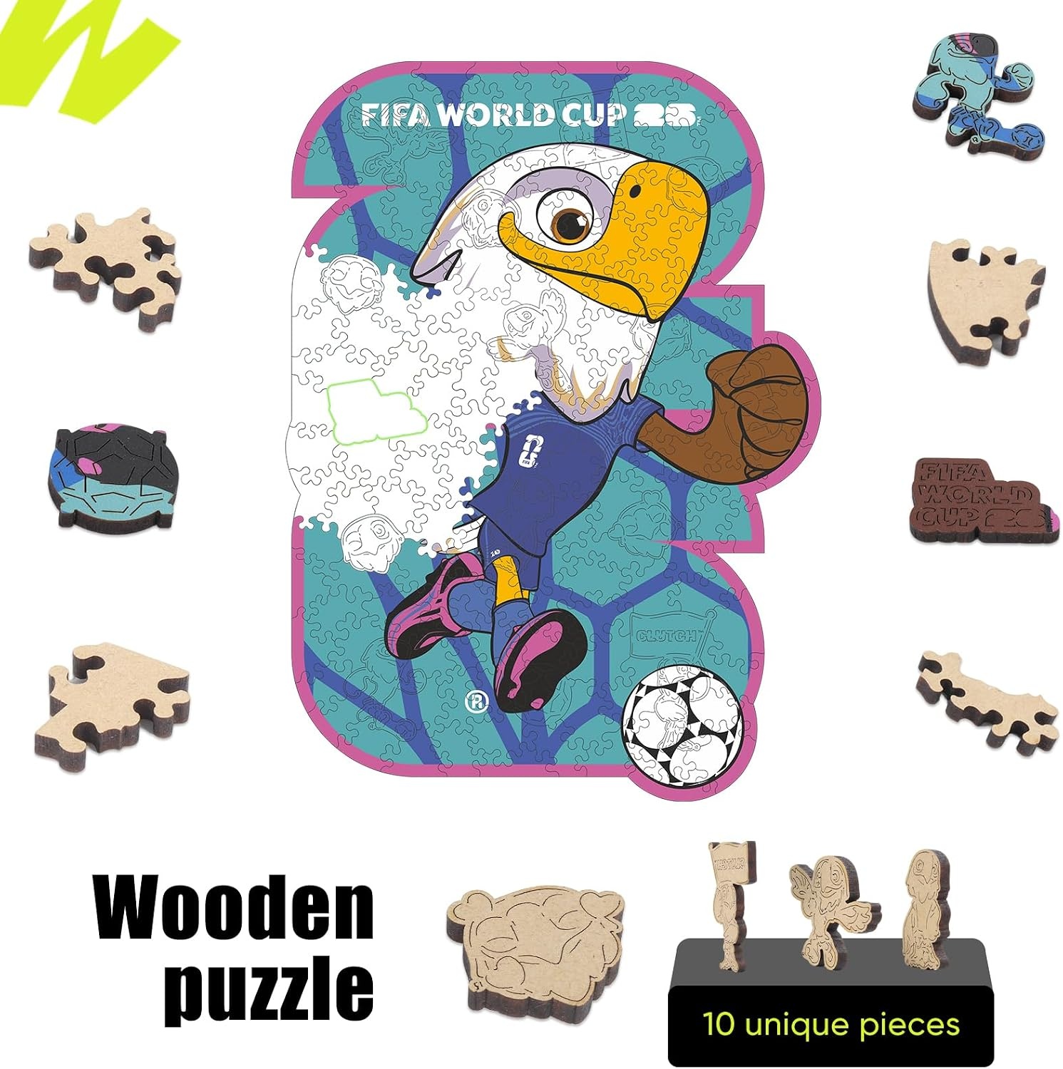 FIFA SOMOS Mexico Puzzle for Adult,200 Pieces Irregular Shape Puzzle, 5MM Thick, Creative Collectible Gift for Fans, Officially Licensed Product, 9.3 * 12″(Usa Mascotemblem)