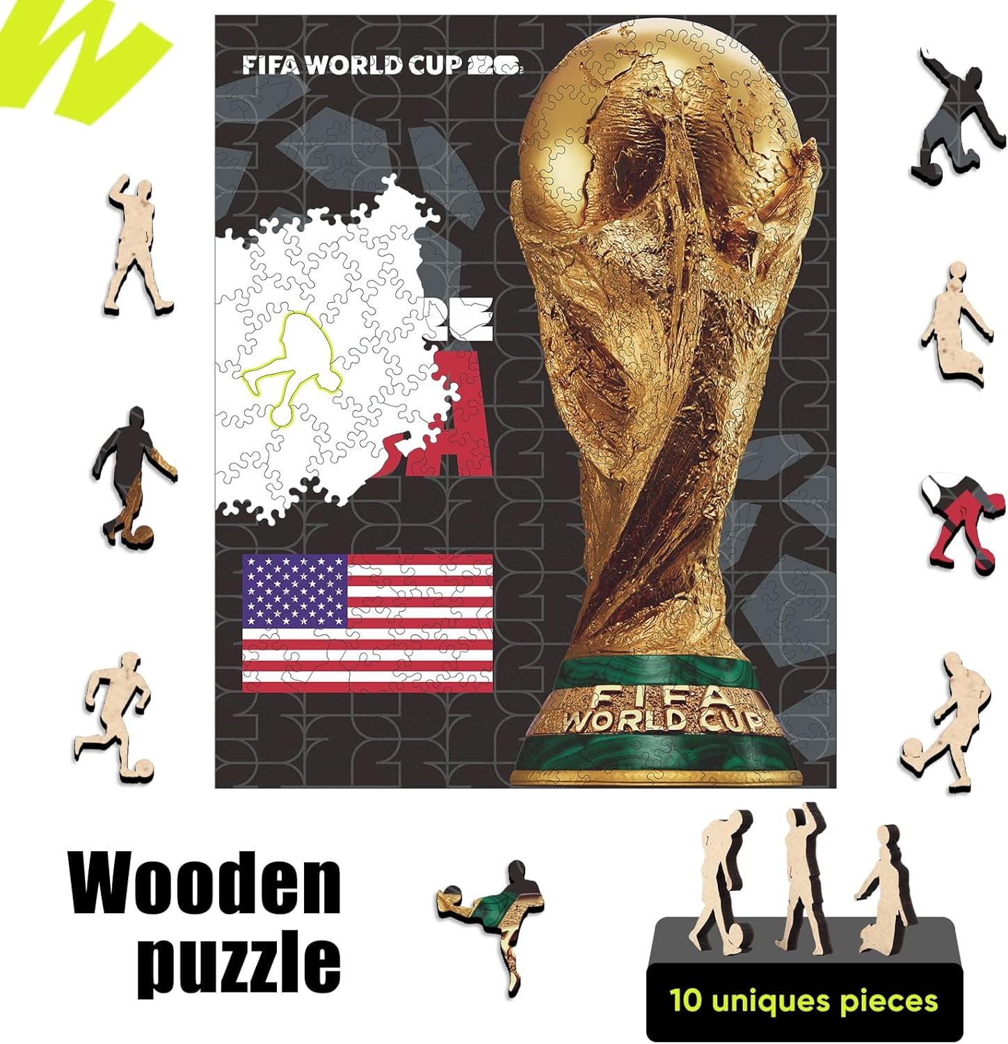 FIFA SOMOS Mexico Puzzle for Adult,200 Pieces Irregular Shape Puzzle, 5MM Thick, Creative Collectible Gift for Fans, Officially Licensed Product, 9.3 * 12″(Fifa Usa Poster-2)