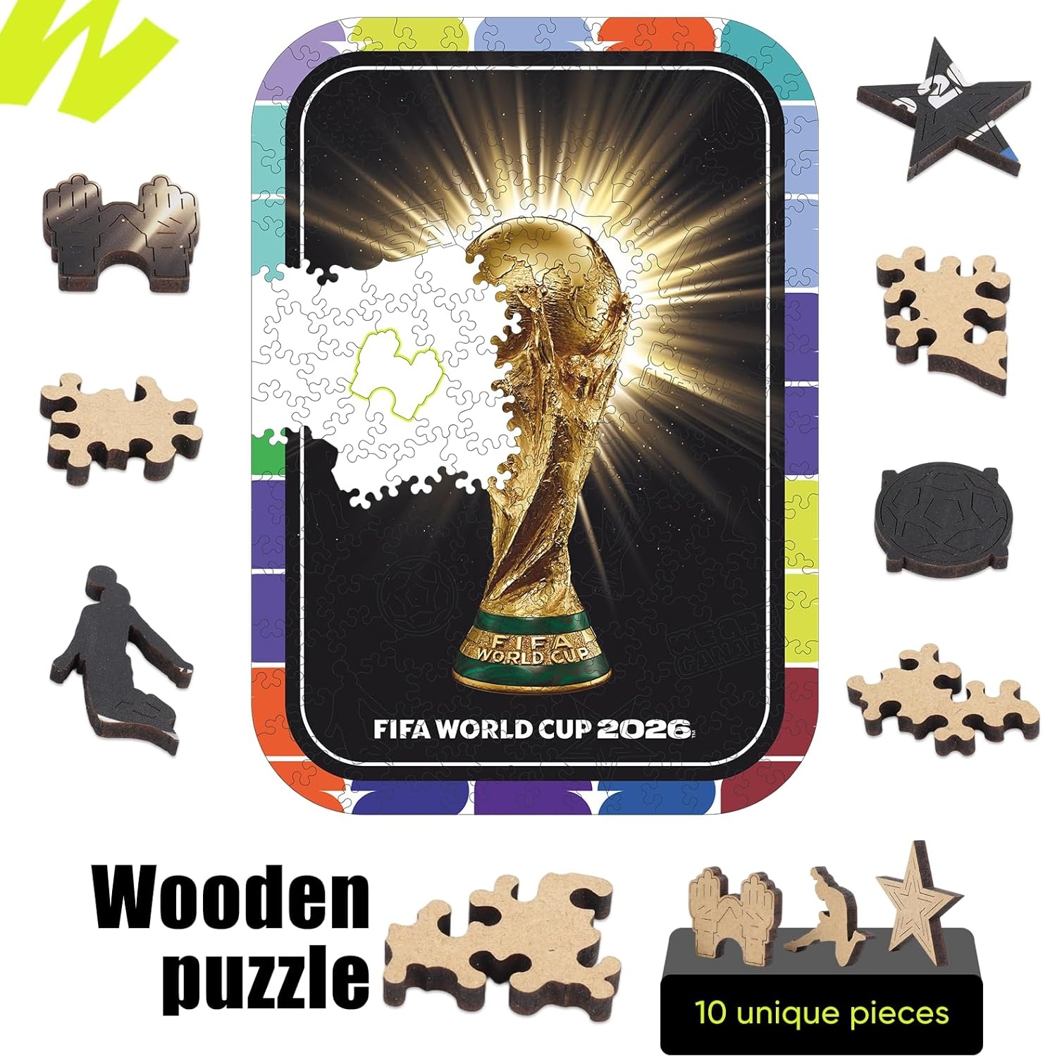 FIFA SOMOS Mexico Puzzle for Adult,200 Pieces Irregular Shape Puzzle, 5MM Thick, Creative Collectible Gift for Fans, Officially Licensed Product, 9.3 * 12″(Trophy 3)
