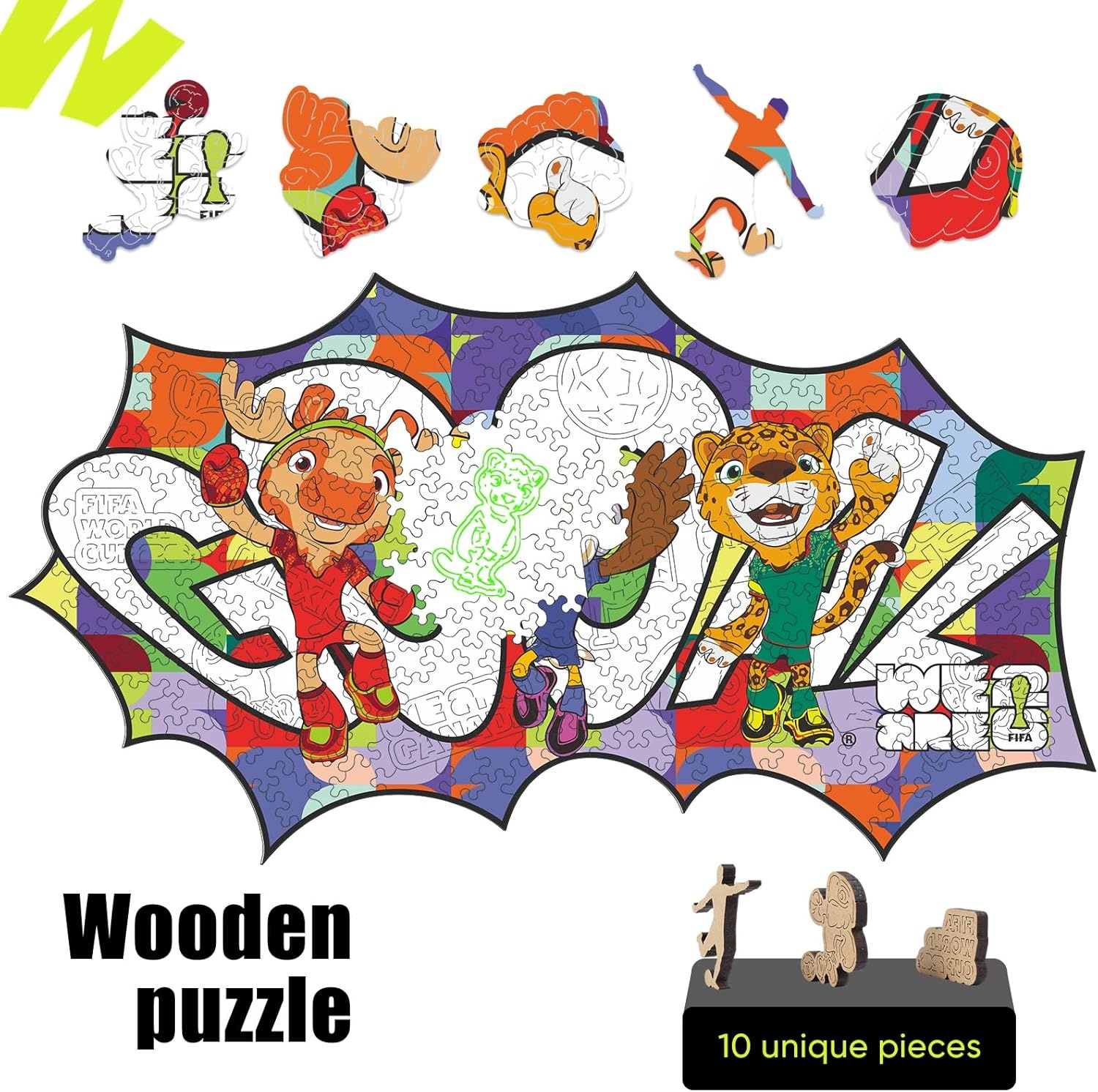FIFA SOMOS Mexico Puzzle for Adult,200 Pieces Irregular Shape Puzzle, 5MM Thick, Creative Collectible Gift for Fans, Officially Licensed Product, 9.3 * 12″(Goal )