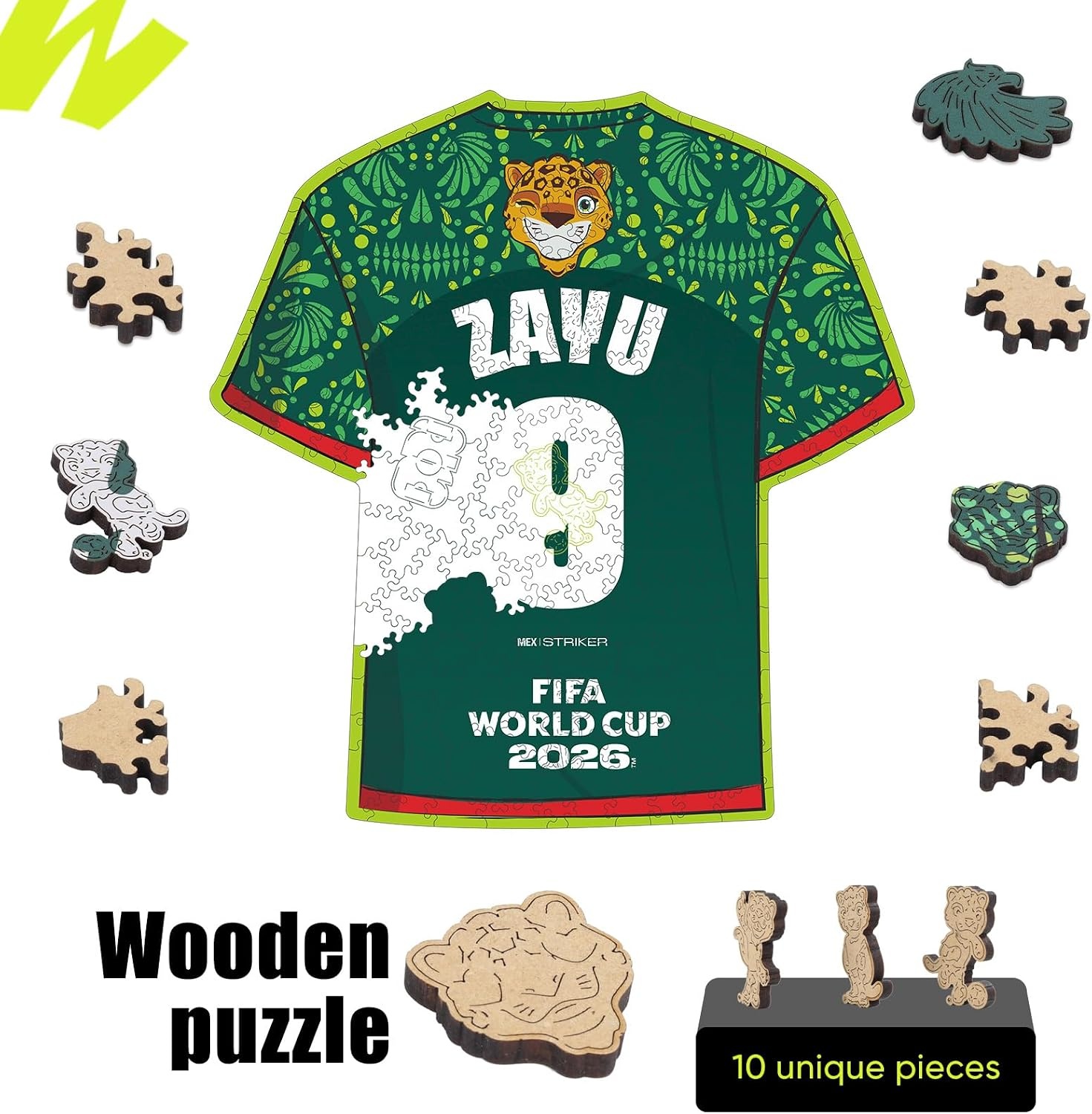FIFA SOMOS Mexico Puzzle for Adult,200 Pieces Irregular Shape Puzzle, 5MM Thick, Creative Collectible Gift for Fans, Officially Licensed Product, 9.3 * 12″(Zayu T-shirt)