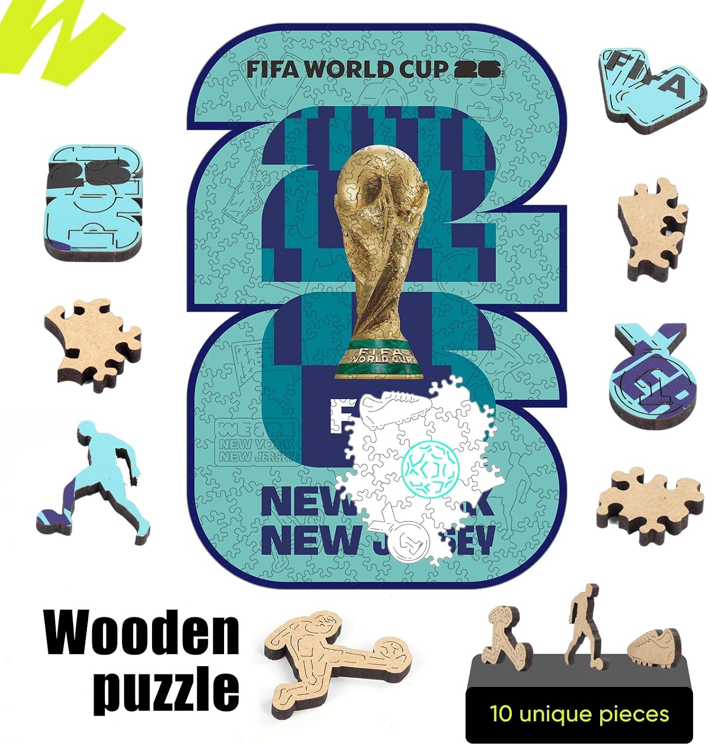 FIFA SOMOS Mexico Puzzle for Adult,200 Pieces Irregular Shape Puzzle, 5MM Thick, Creative Collectible Gift for Fans, Officially Licensed Product, 9.3 * 12″(New York – New Jersey)