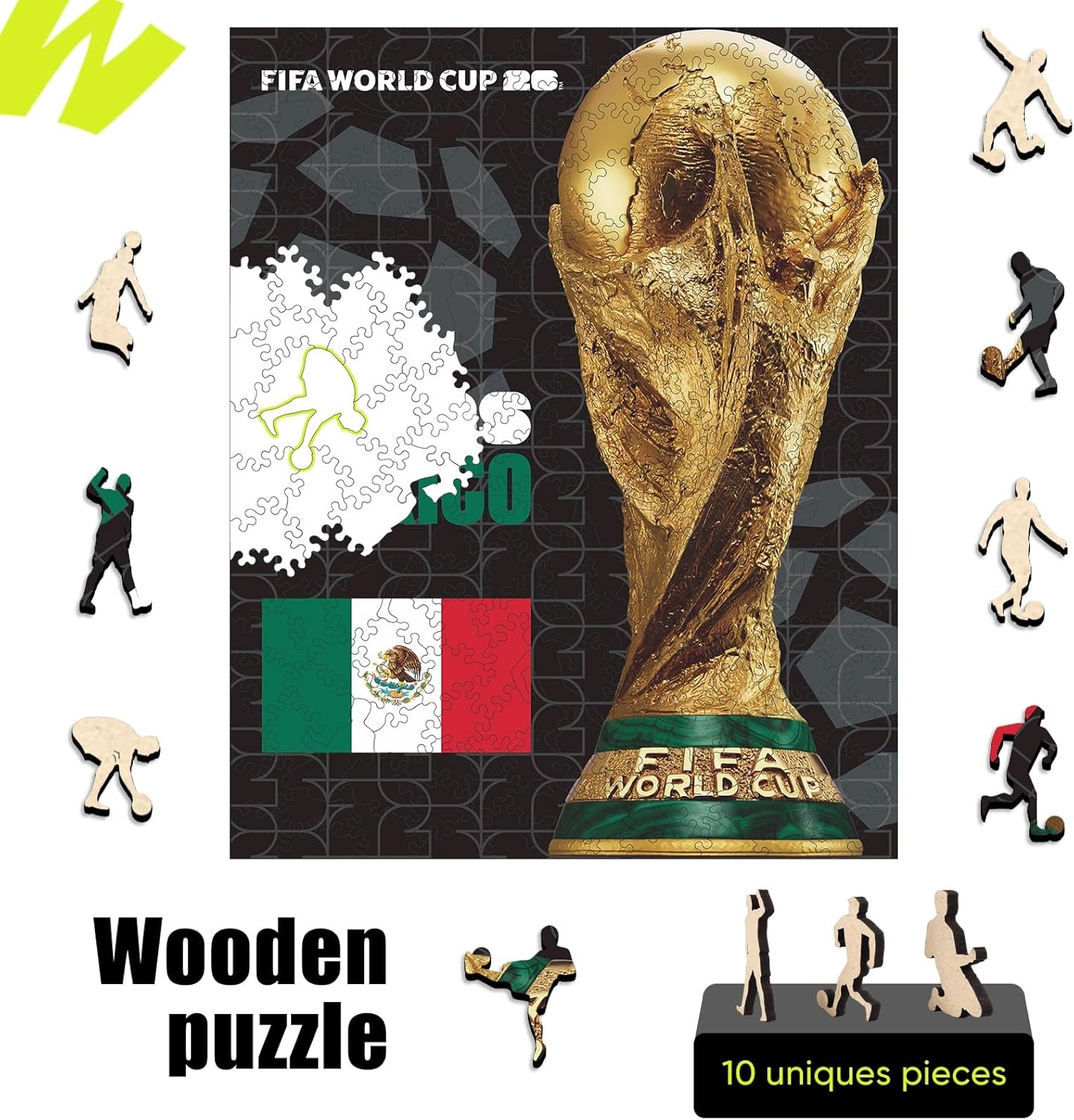 FIFA SOMOS Mexico Puzzle for Adult,200 Pieces Irregular Shape Puzzle, 5MM Thick, Creative Collectible Gift for Fans, Officially Licensed Product, 9.3 * 12″(Fifa Mexico Poster)