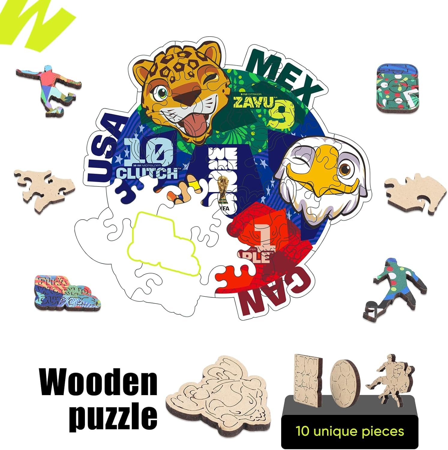 FIFA SOMOS Mexico Puzzle for Adult,200 Pieces Irregular Shape Puzzle, 5MM Thick, Creative Collectible Gift for Fans, Officially Licensed Product, 9.3 * 12″(Mini Box Product Mix)