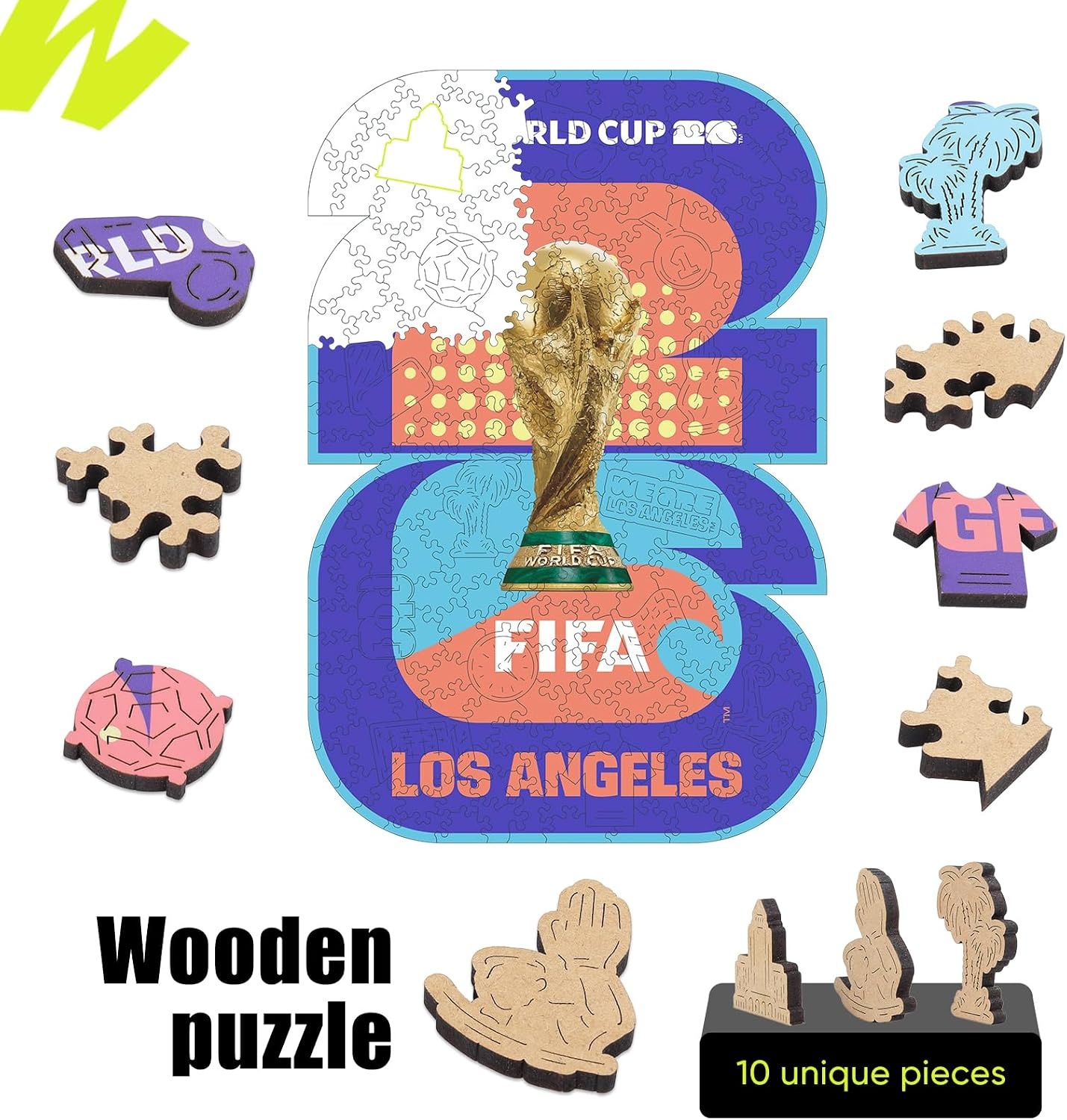 FIFA SOMOS Mexico Puzzle for Adult,200 Pieces Irregular Shape Puzzle, 5MM Thick, Creative Collectible Gift for Fans, Officially Licensed Product, 9.3 * 12″(Los Angeles)