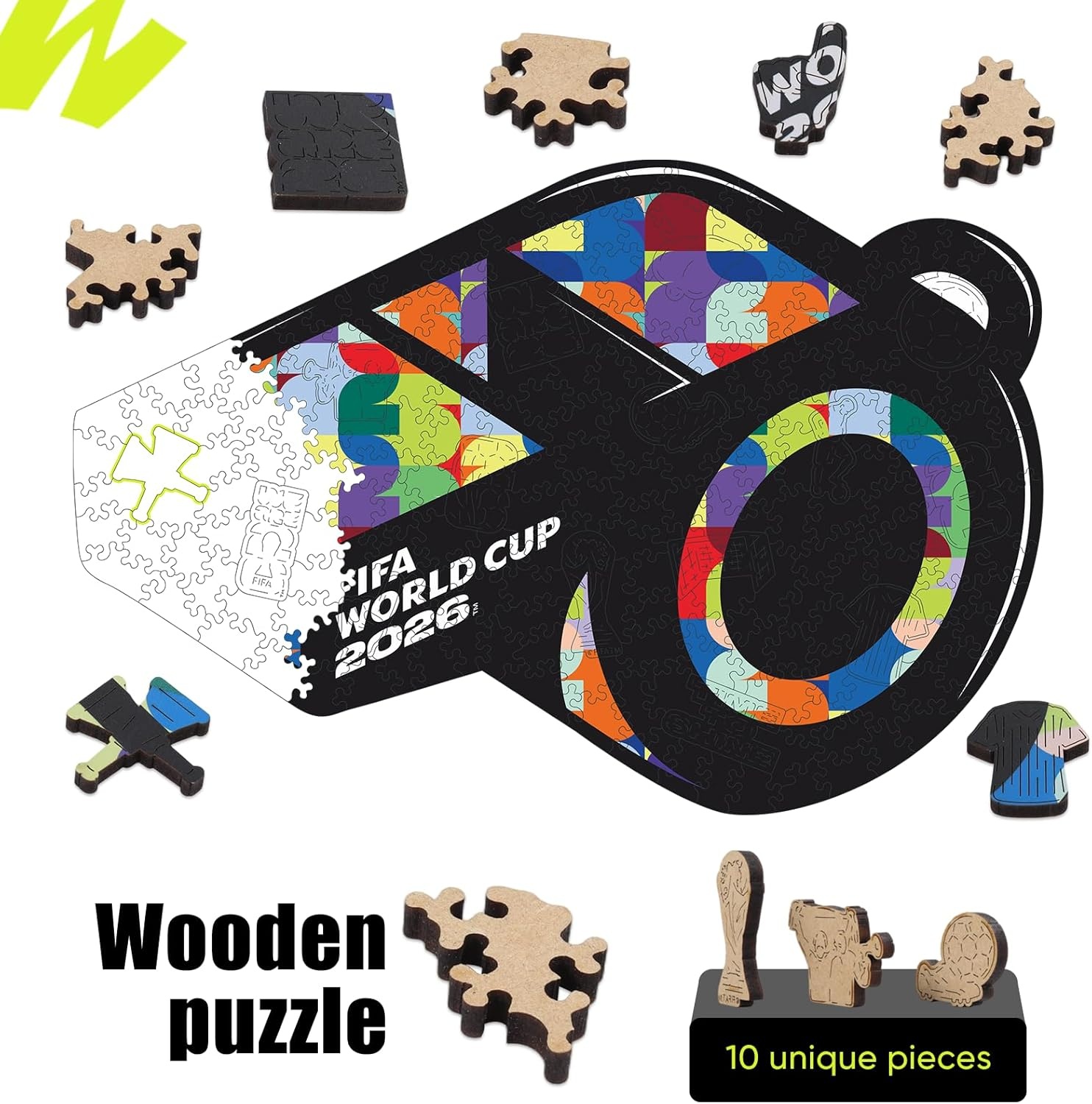FIFA SOMOS Mexico Puzzle for Adult,200 Pieces Irregular Shape Puzzle, 5MM Thick, Creative Collectible Gift for Fans, Officially Licensed Product, 9.3 * 12″(Fwc 26 Whistle)