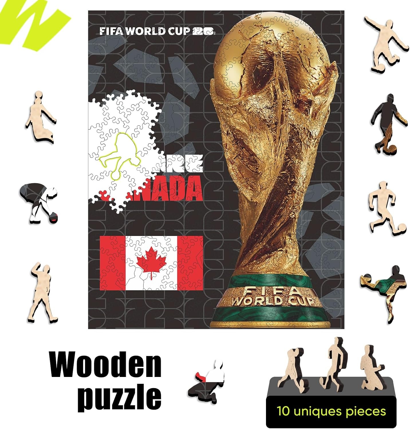 FIFA SOMOS Mexico Puzzle for Adult,200 Pieces Irregular Shape Puzzle, 5MM Thick, Creative Collectible Gift for Fans, Officially Licensed Product, 9.3 * 12″(Fifa Canada Poster-2)