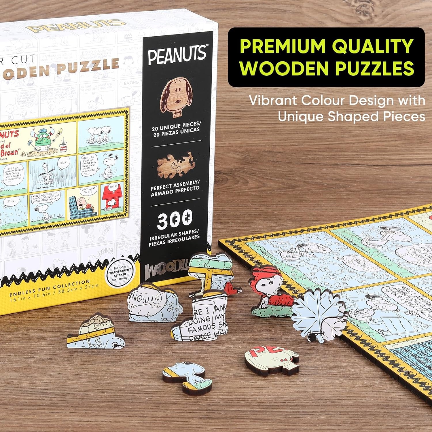 Peanuts Puzzles for Adults – Charlie Brown Wooden Puzzles, 300 Pieces Unique Shaped Jigsaw Puzzles, Snoopy Gifts for Women, 5MM Thick, Officially Licensed Merchandise – Good Ol Comic, 15.1″ x 10.6″(Good Ol Comic)