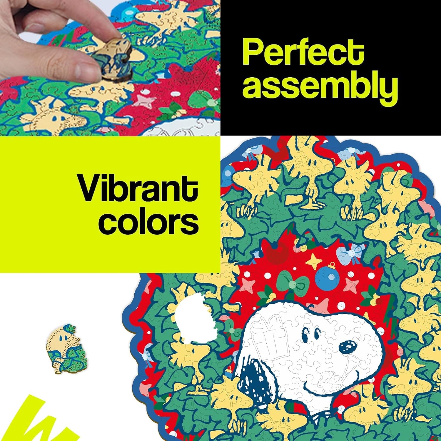 Peanuts Puzzles for Adults – Charlie Brown Wooden Puzzles, 300 Pieces Unique Shaped Jigsaw Puzzles, Snoopy Gifts for Women, 5MM Thick, Officially Licensed Merchandise – Good Ol Comic, 15.1″ x 10.6″(Merry Moments Together)