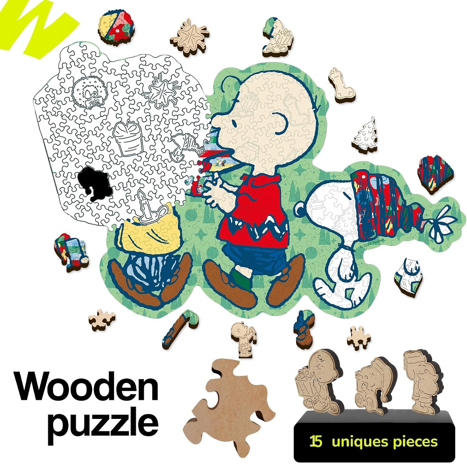 Peanuts Puzzles for Adults – Charlie Brown Wooden Puzzles, 300 Pieces Unique Shaped Jigsaw Puzzles, Snoopy Gifts for Women, 5MM Thick, Officially Licensed Merchandise – Good Ol Comic, 15.1″ x 10.6″(Merry Unwrapping)