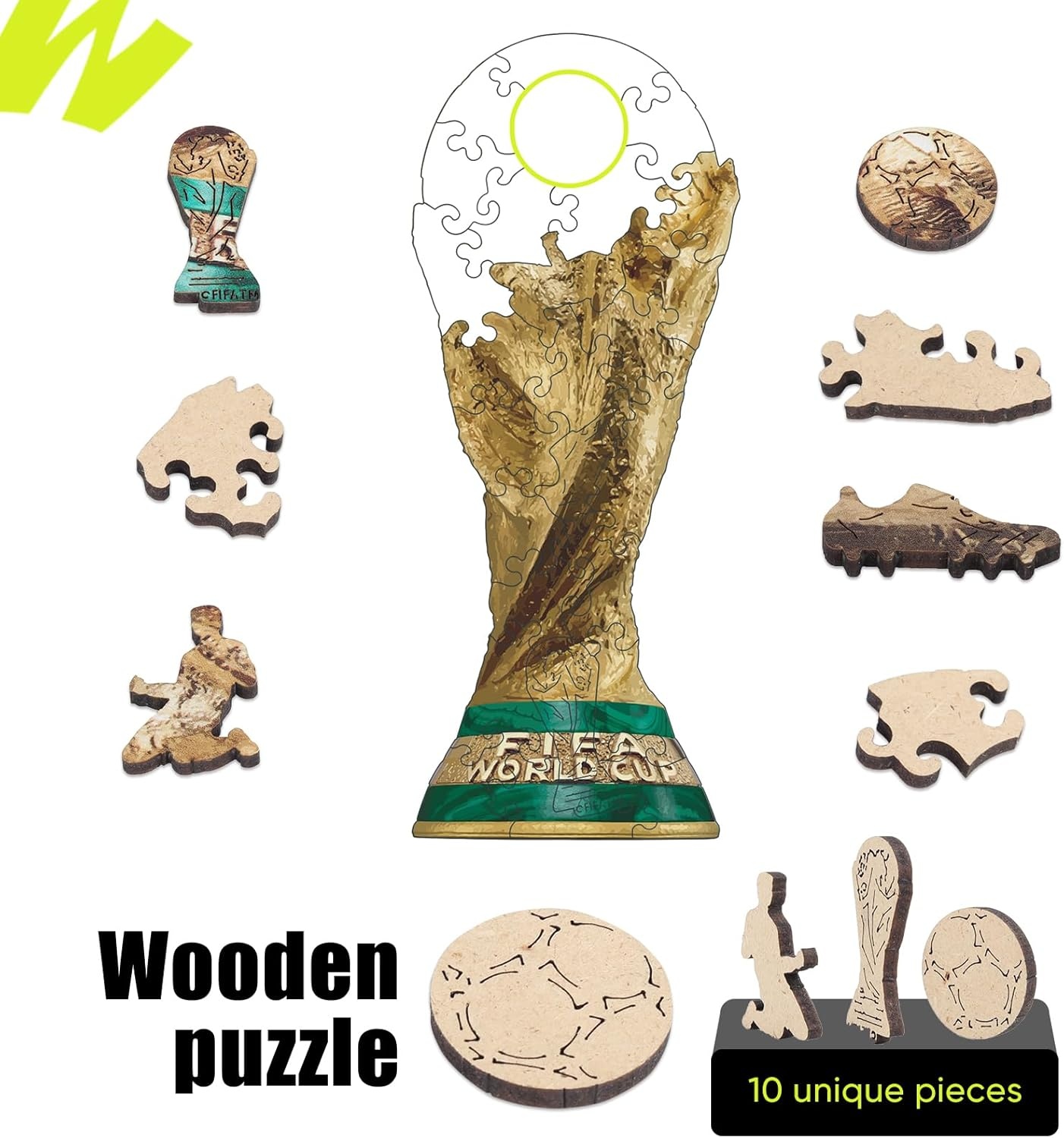 FIFA World Cup 2026 City Puzzle Kansas City Poster – Wooden Puzzle for Adult, 200 Pieces Irregular Shape Puzzle, 5MM Thick, Creative Collectible Gift for Fans, Officially Licensed Product, 9.3×11.8(Fifa Trophy)