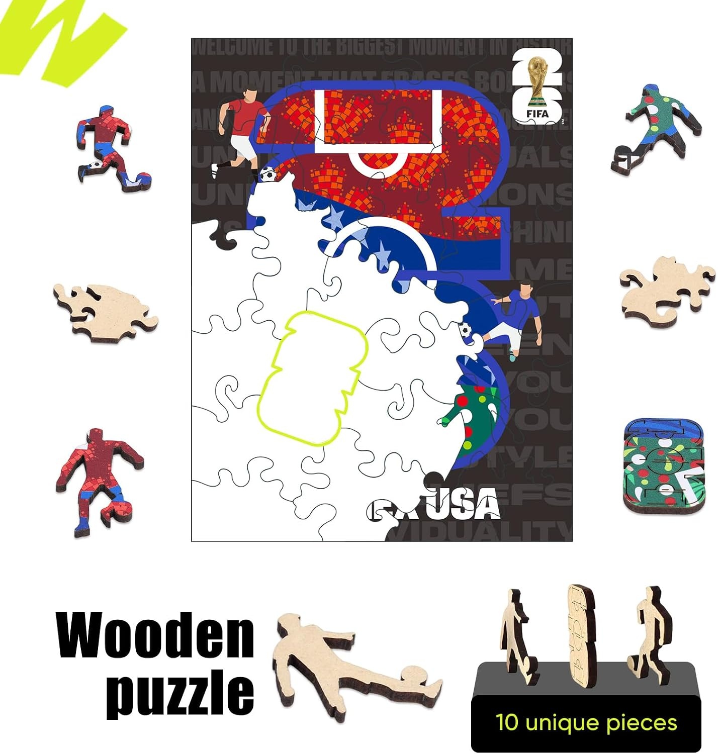 FIFA World Cup 2026 City Puzzle Kansas City Poster – Wooden Puzzle for Adult, 200 Pieces Irregular Shape Puzzle, 5MM Thick, Creative Collectible Gift for Fans, Officially Licensed Product, 9.3×11.8(Fifa Field)