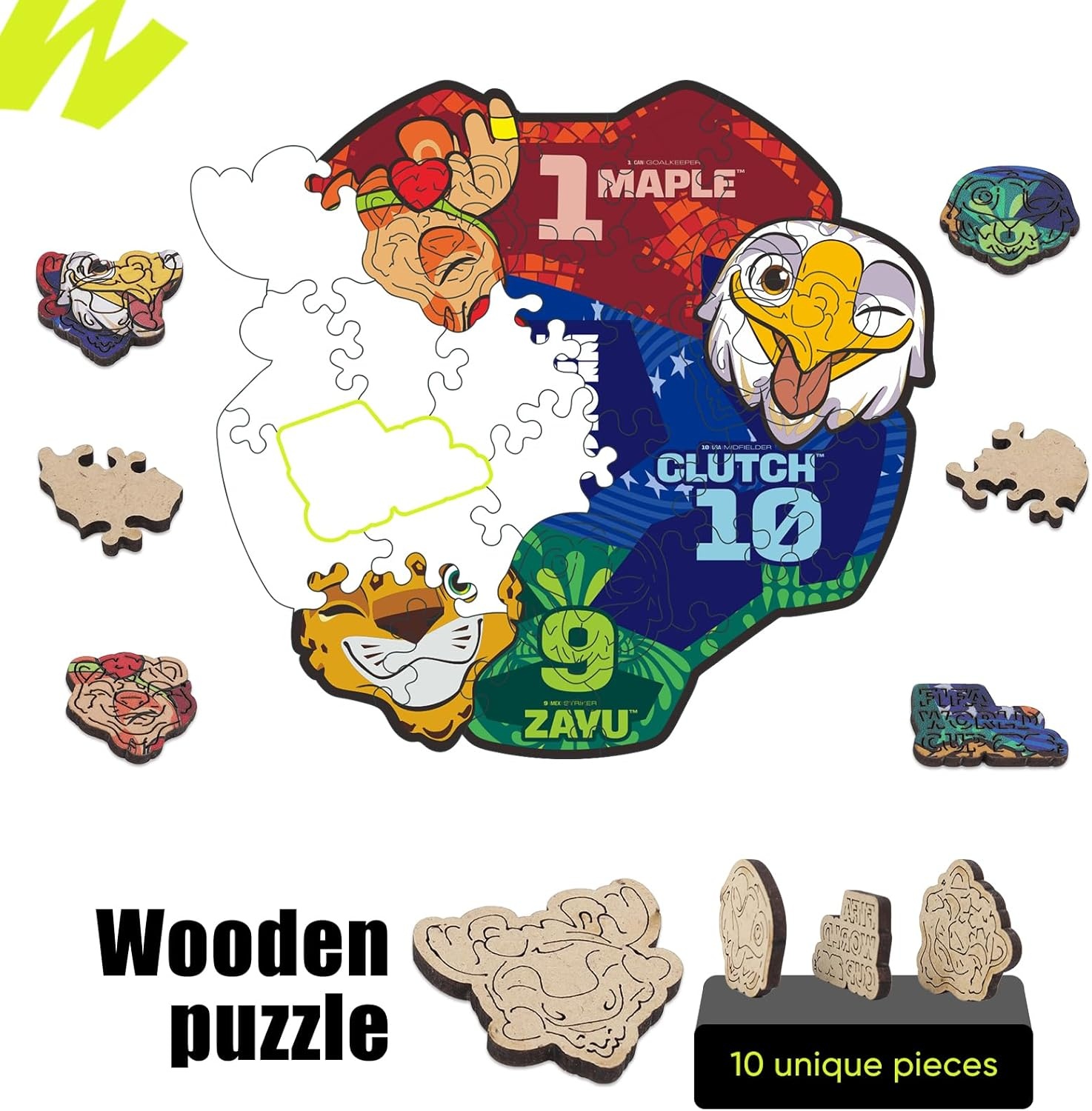 FIFA World Cup 2026 City Puzzle Kansas City Poster – Wooden Puzzle for Adult, 200 Pieces Irregular Shape Puzzle, 5MM Thick, Creative Collectible Gift for Fans, Officially Licensed Product, 9.3×11.8(Fifa Mascot 2)