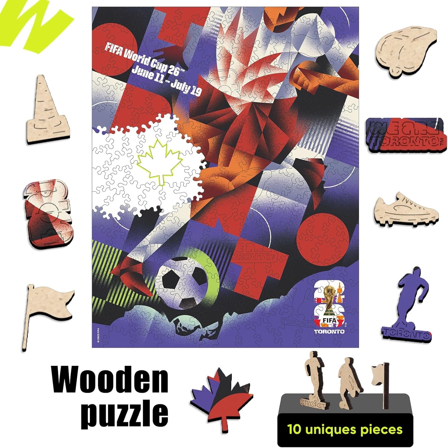 FIFA World Cup 2026 City Puzzle Kansas City Poster – Wooden Puzzle for Adult, 200 Pieces Irregular Shape Puzzle, 5MM Thick, Creative Collectible Gift for Fans, Officially Licensed Product, 9.3×11.8(Toronto)